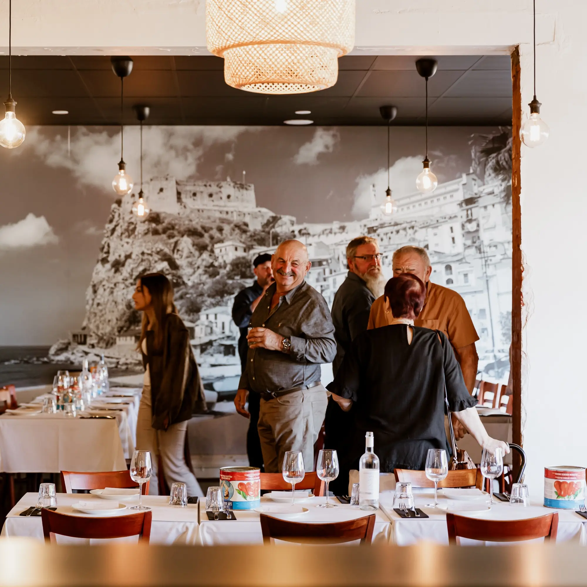 A family preparing to be seated at Paladino's Cucina.